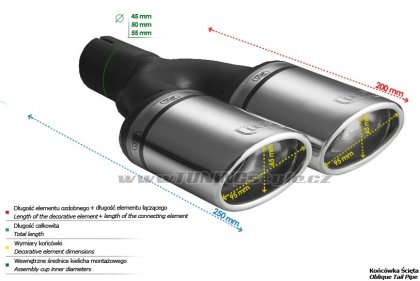 Koncovka výfuku dvojitá šikmá ULTER SPORT 95x65mm