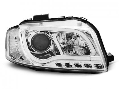 Přední světla s LED TubeLights denními světly Audi A3 8P 03-08 chrom