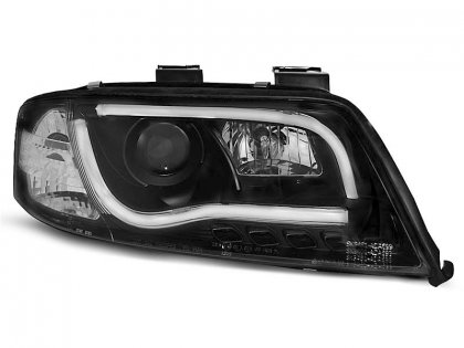 Přední světla s LED TubeLights denními světly Audi A6 C5 01-04 černá