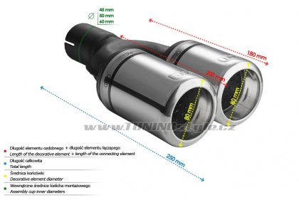 Koncovka výfuku dvojitá typ2 pravá ULTER SPORT 80mm