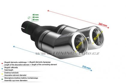 Koncovka výfuku dvojitá typ2 ULTER SPORT 80mm DTM