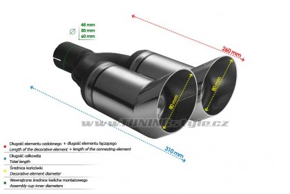 Koncovka výfuku dvojitá ULTER SPORT 80mm DTM