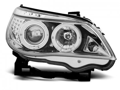 Přední světla angel eyes s LED BMW E60/E61 03-07 LED blinkr chrom