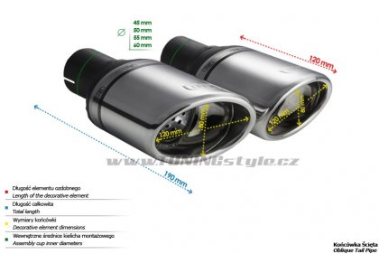 Koncovka výfuku jednoduchá levá ULTER SPORT 120x80mm