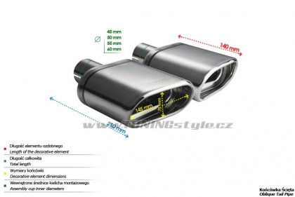 Koncovka výfuku jednoduchá levá ULTER SPORT 145x75mm