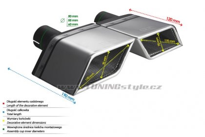 Koncovka výfuku jednoduchá levá ULTER SPORT 175x70mm