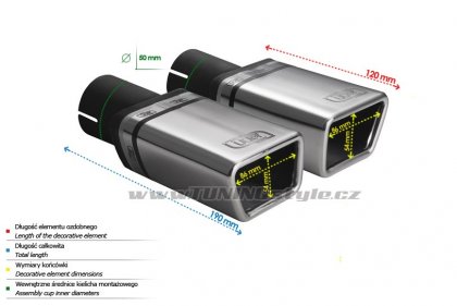 Koncovka výfuku jednoduchá levá ULTER SPORT 86x54mm
