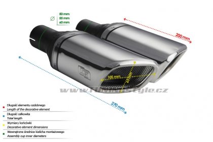Koncovka výfuku jednoduchá pravá ULTER SPORT 105x80mm