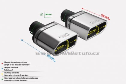 Koncovka výfuku jednoduchá pravá ULTER SPORT 110x65mm