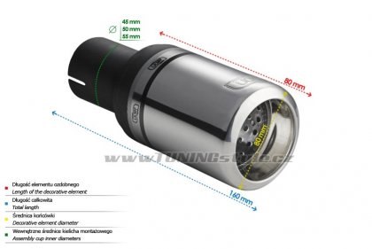 Koncovka výfuku jednoduchá typ2 ULTER SPORT 80mm krátká