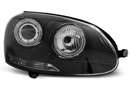 Přední světla angel eyes VW Golf 5 - černé