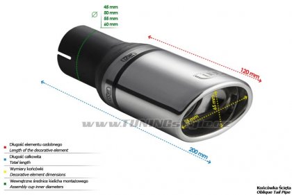 Koncovka výfuku jednoduchá typ2 ULTER SPORT 95x65mm