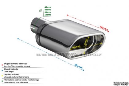 Koncovka výfuku jednoduchá ULTER SPORT 145x75mm
