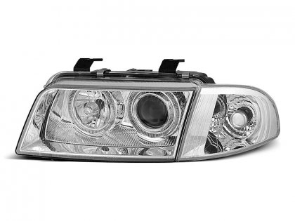 Přední světla angel eyes Audi A4 B5 94-98 chromové