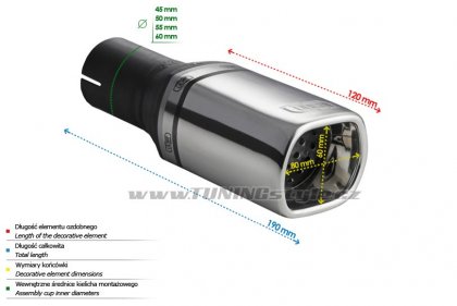 Koncovka výfuku jednoduchá ULTER SPORT 80x65mm