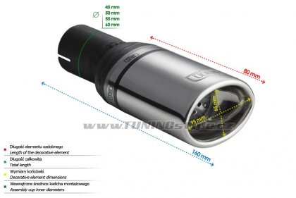 Koncovka výfuku jednoduchá ULTER SPORT 95x65mm krátká