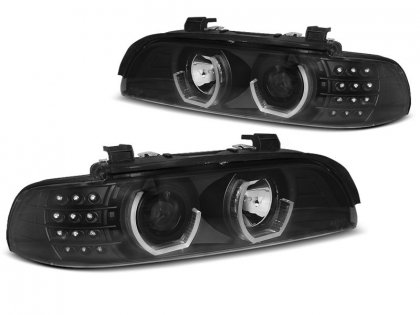 Přední světla angel eyes s LED BMW E39 95-03 černá