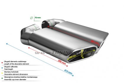 Koncovka výfuku přesná na svorky VW Touareg II 02-17 duplex 145×75