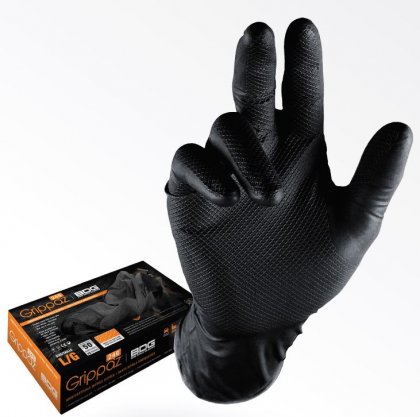 Protismykové nitrilové rukavice 0,15 mm GRIPPAZ-246 M/8 černé 50ks