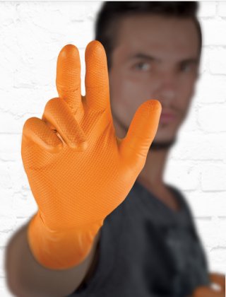 Protismykové nitrilové rukavice 0,15 mm GRIPPAZ-246 XL/10 oranžové 50ks