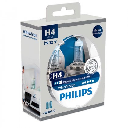 Žárovka Philips White Vision 2ks 12342WHVSM H4 12V 60/55W