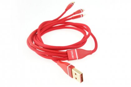 Multi-kabel pro telefon USB C / micro USB 120cm červený FullLINK 3.1A UC-7