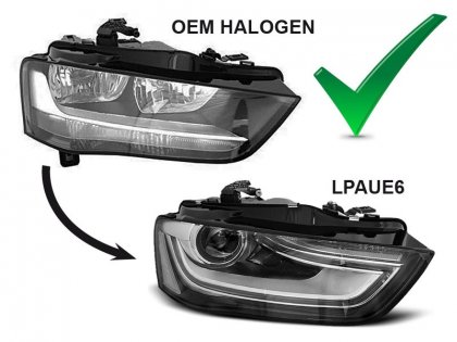 Přední světla s LED denními světly TubeLight Audi A4 B8 12-15 černá