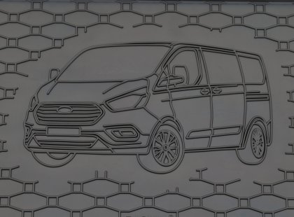 Gumová vana do kufru - FORD Custom 2018- L1 (8/9 míst) s topením (s vyobrazením vozu) 