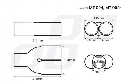 Koncovka výfuků 2x63mm MT 004 chromová