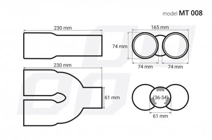 Koncovka výfuků 2x74mm MT 008 chromová