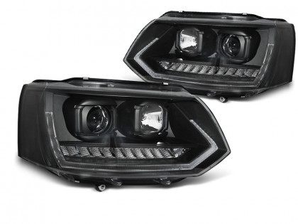 Přední světla LED s denními světly VW T5 09-14 s dynamickým LED blinkrem, černá