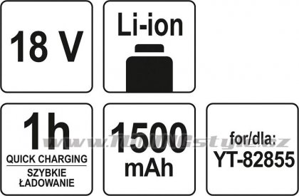 Baterie náhradní 18V Li-ion pro YT-82855