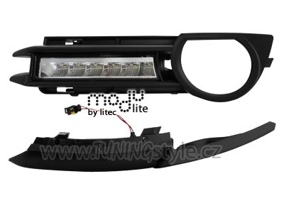 LED denní světla 12LED chrom s mřížkou pro mlhovky AUDI A3 8P 03-08