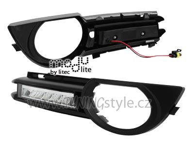 LED denní světla 12LED chrom s mřížkou pro mlhovky AUDI A3 8P 03-08