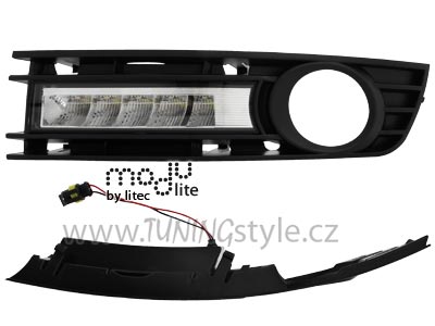 LED denní světla 5LED chrom s mřížkou pro mlhovky AUDI A4 8E 01-05 xenon