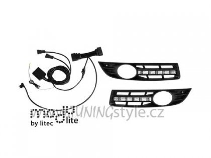 LED denní světla chrom 20 LED RL s mřížkou pro mlhovky VW Passat 3C 05-11
