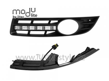 LED denní světla chrom 20 LED RL s mřížkou xenon mlhovky VW Passat 3C 05-11