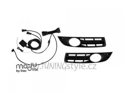 LED denní světla kouřová 20 LED RL s mřížkou pro mlhovky VW Passat 3C 05-11