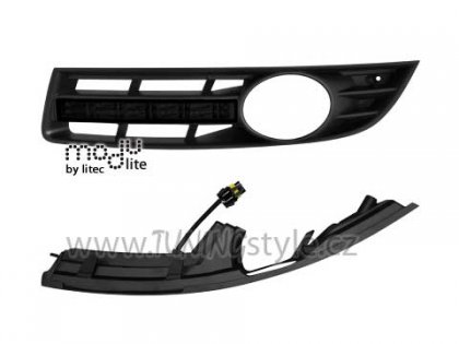 LED denní světla kouřová 20 LED RL s mřížkou pro mlhovky VW Passat 3C 05-11