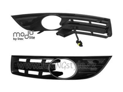 LED denní světla kouřová 20 LED RL s mřížkou pro mlhovky VW Passat 3C 05-11