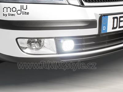 LED denní světla kulatá RL s mřížkou Škoda Octavia II 1Z 04-09