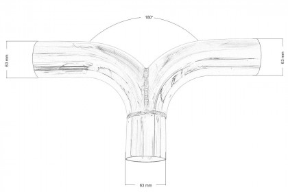 Trójnik wydechu 180st 63/63mm 304SS