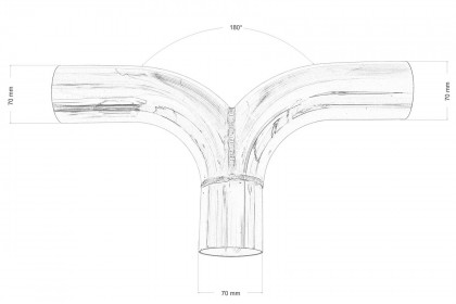 Trójnik wydechu 180st 70/70mm 304SS
