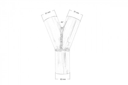 Trójnik wydechu 45st 51/63mm 304SS