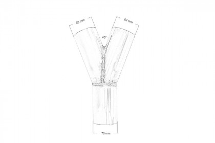Trójnik wydechu 45st 63/70mm 304SS