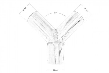 Trójnik wydechu 90st 63/63mm 304SS