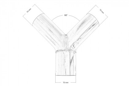 Trójnik wydechu 90st 70/70mm 304SS