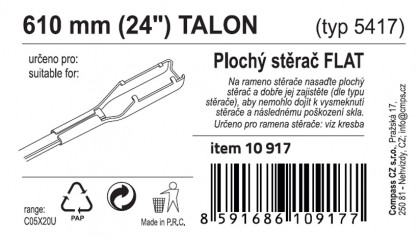 Stěrač FLAT BULK (TALON) 24"/610mm