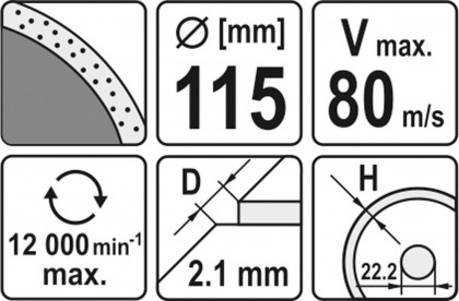 Kotouč diamantový 115 x 22,2 x 2,1 mm hladký