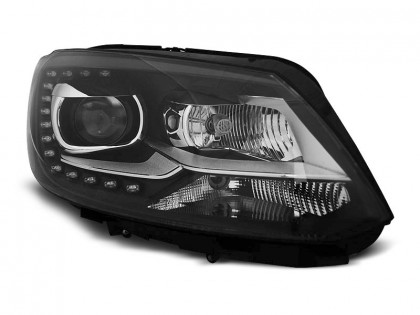 Přední světla s LED denními světly VW Touran II 10- černá